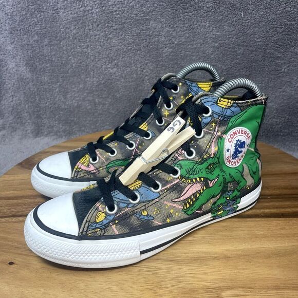 Converse Hi T-Rex Dinoverse High Top Shoes Sneakers Green Kids Size 2 - Picture 8 of 8